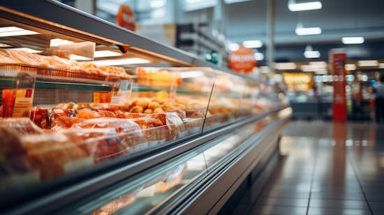 Refrigerated Display Case in a Grocery Store